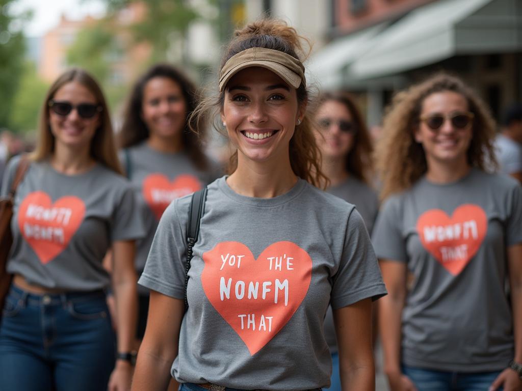 Nonprofit volunteers wearing branded awareness shirts